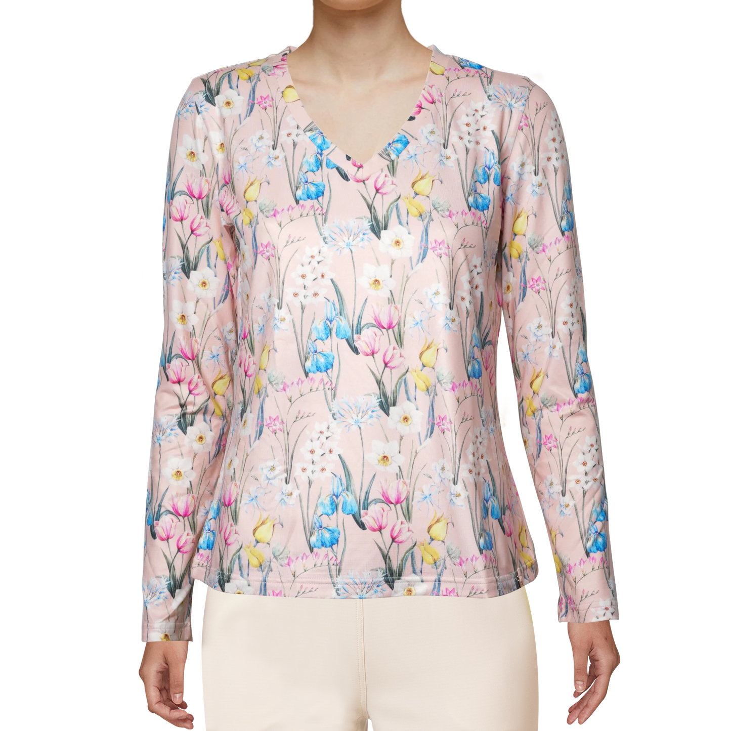 W's Vertex Chiffon V-Neck Slim Basal – Lady Tulip