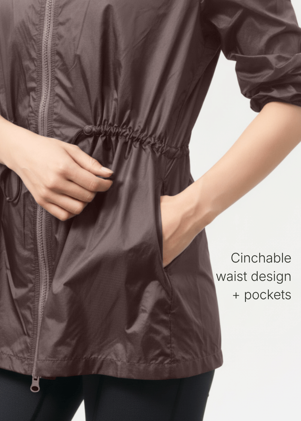 Unisex Antiviral Glazed Packable Cinch-waist Jacket