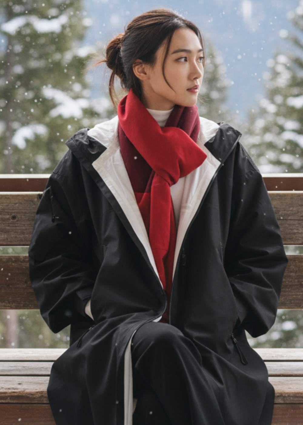 MMZ Vertex Chiffon 2-tone Keyhole Scarf