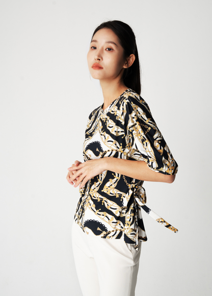 W s Vertex Chiffon Primo Ribbon Top Diamante PTM White Gold Chai INNOTIER