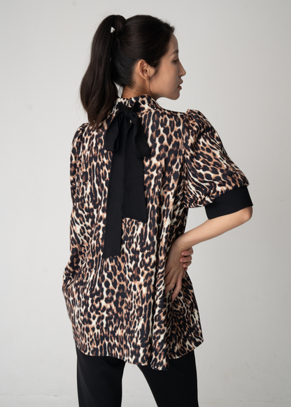 W's Vertex Soft Fancy Ribbon Top – Classic Leopard Black