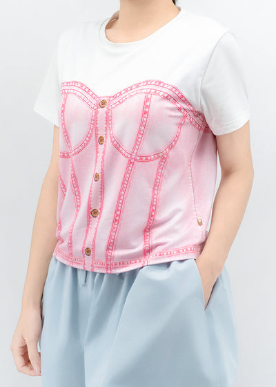 Antiviral Chiffon Denim Corset Effortless Tee