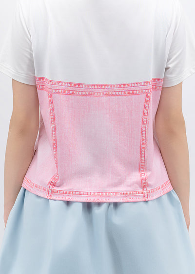 Antiviral Chiffon Denim Corset Effortless Tee