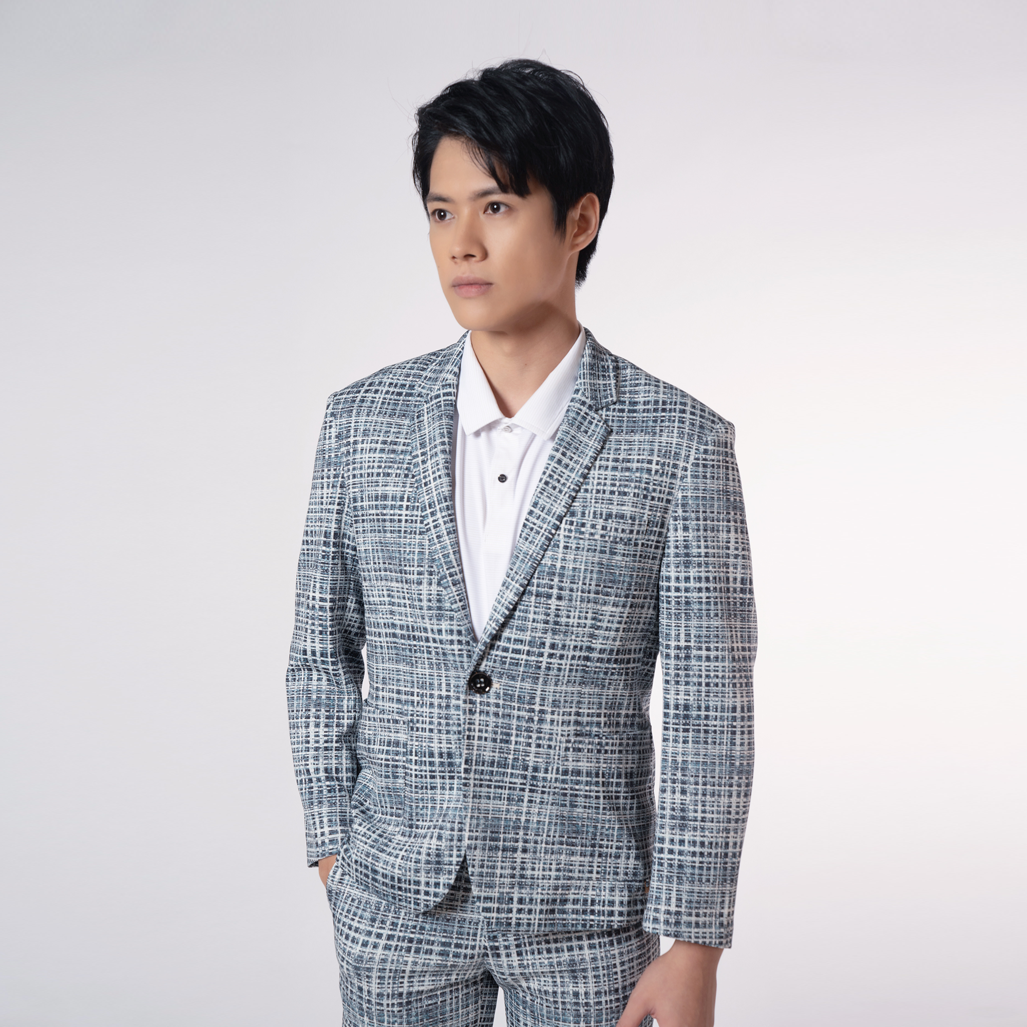 M's Vertex One Button Blazer – Tweed Collection