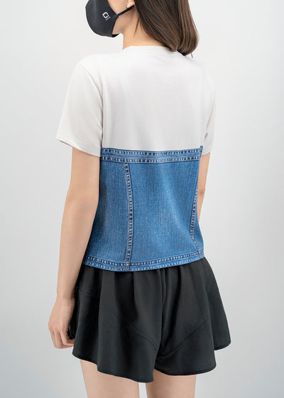 Antiviral Chiffon Denim Corset Effortless Tee