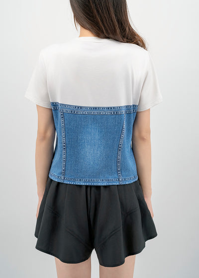 Antiviral Chiffon Denim Corset Effortless Tee