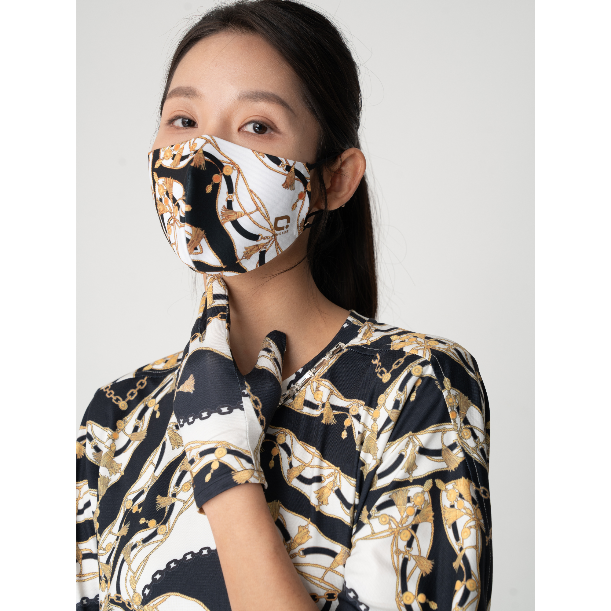 Antiviral Reusable InnoShield Mask TXM99 – White & Gold Chain