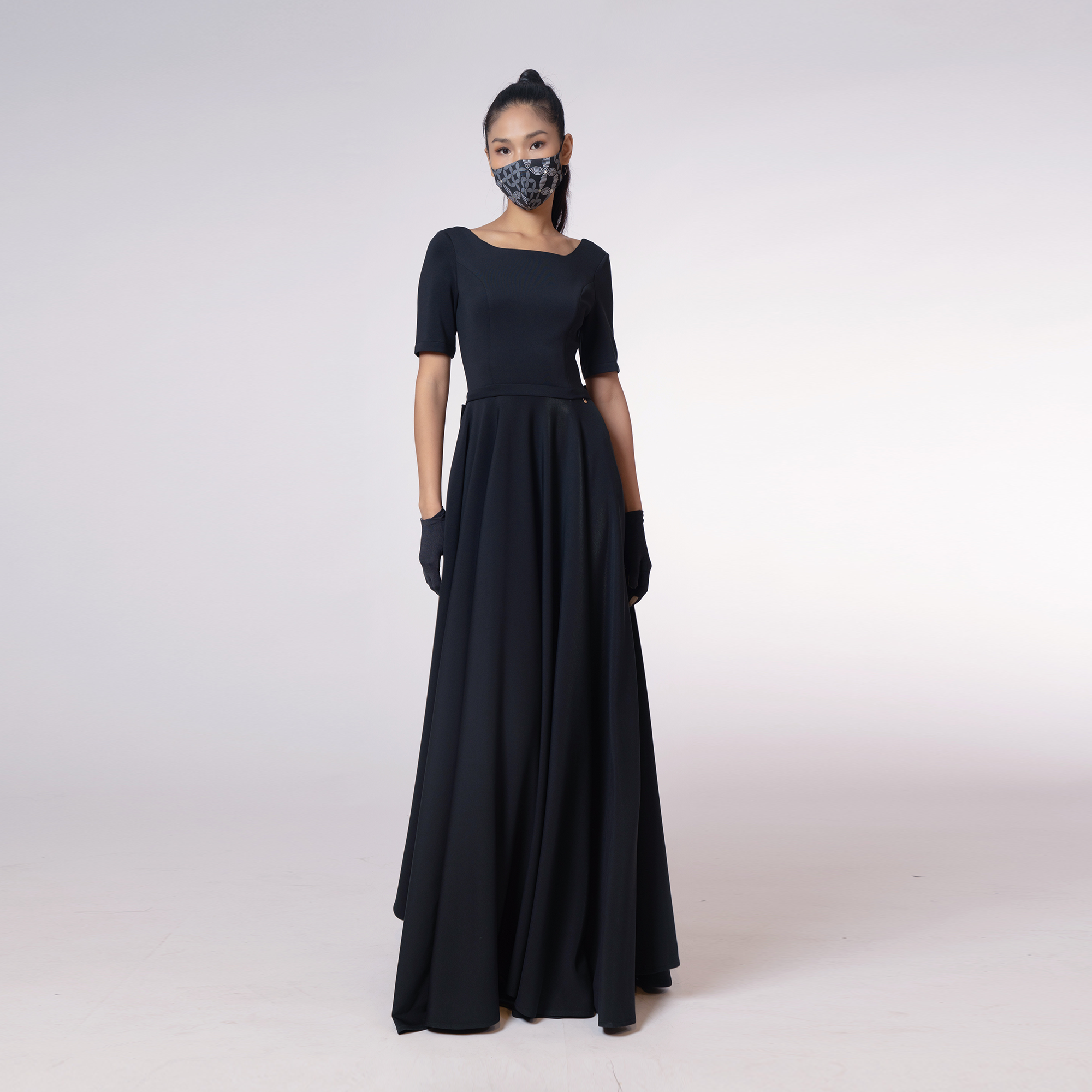 Vertex Soft Evening Long Dress Open Back Bow – Solids