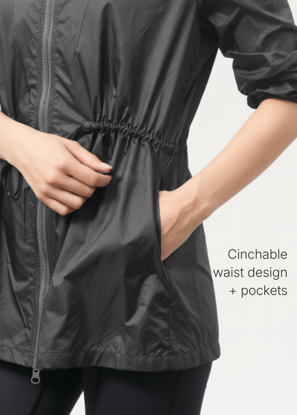 Unisex Antiviral Glazed Packable Cinch-waist Jacket