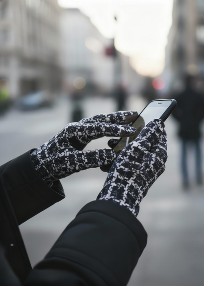 銀織滅毒 可觸屏手套 – Classic Black Tweed