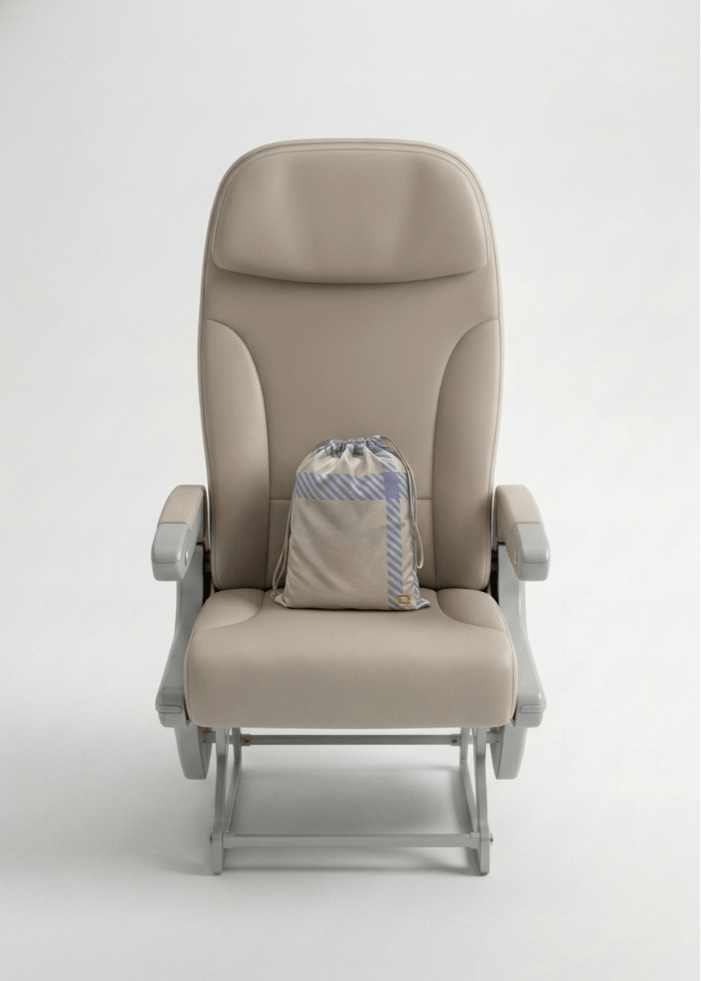 A travel set resting on a seat.