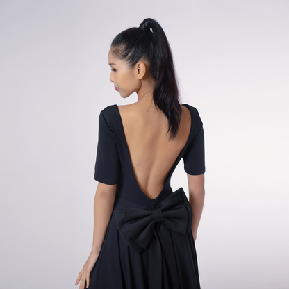 Vertex Soft Evening Long Dress Open Back Bow – Solids