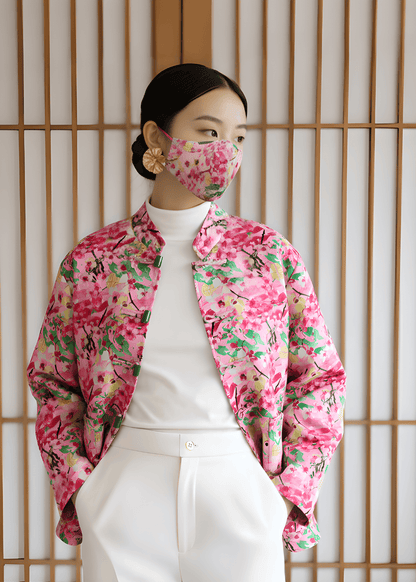 銀織滅毒 寬鬆中式外套 - 玉石紐扣